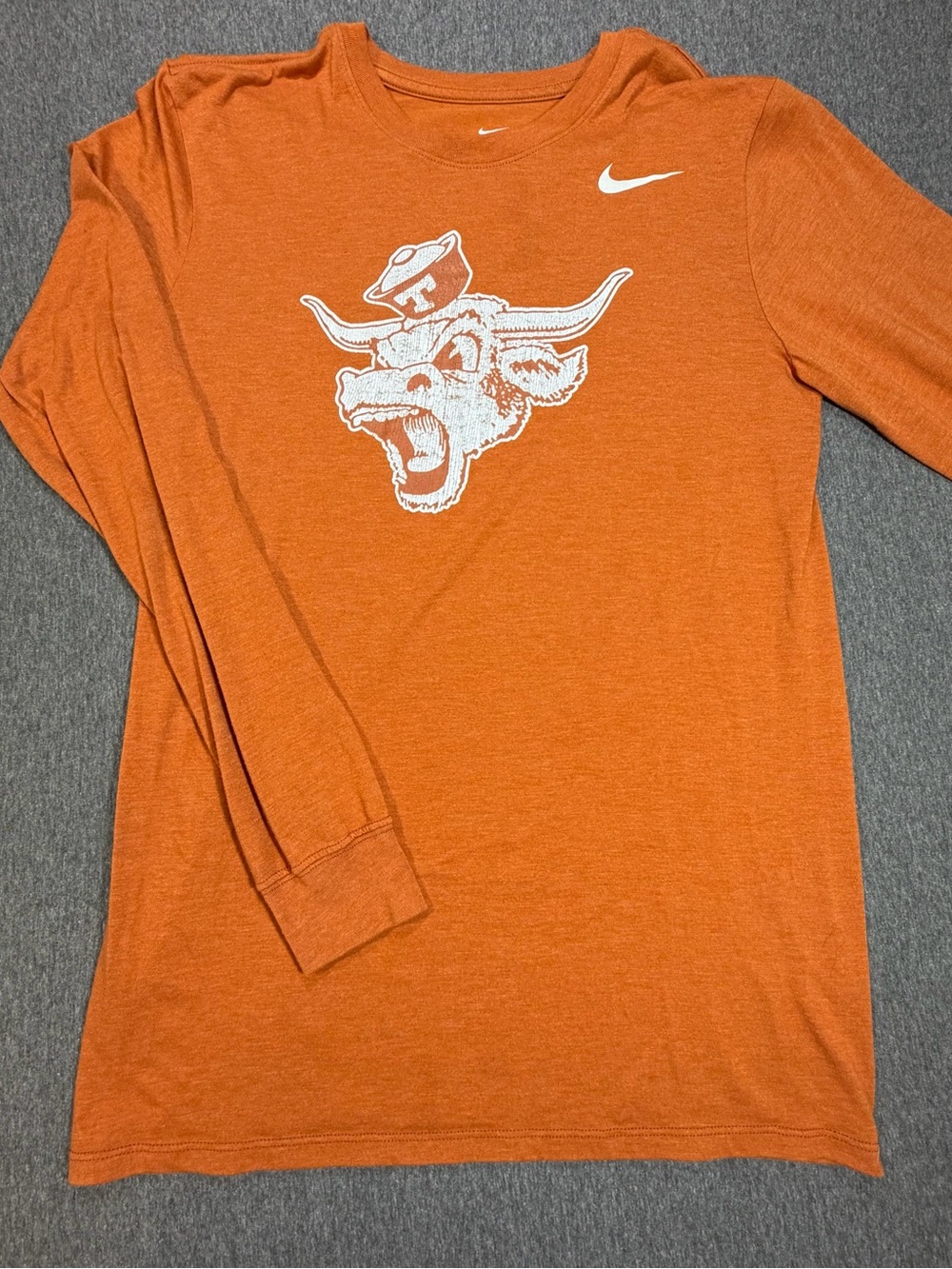 Texas Longhorns Bevo Long Sleeve Shirt Nike Mens Med Athletic Cut Orange